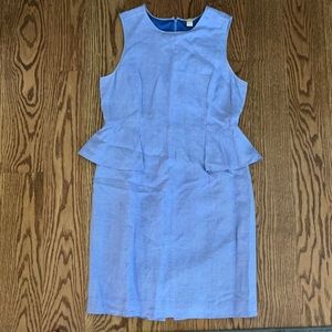 JCrew Linen Light Blue Peplum Dress